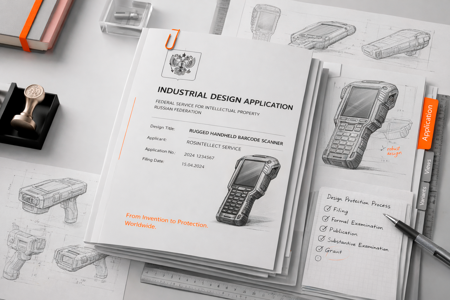 Industrial design filing materials and product appearance concepts